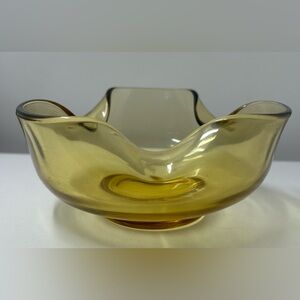 Vintage Anchor Hocking Amber Folded Glass Bowl